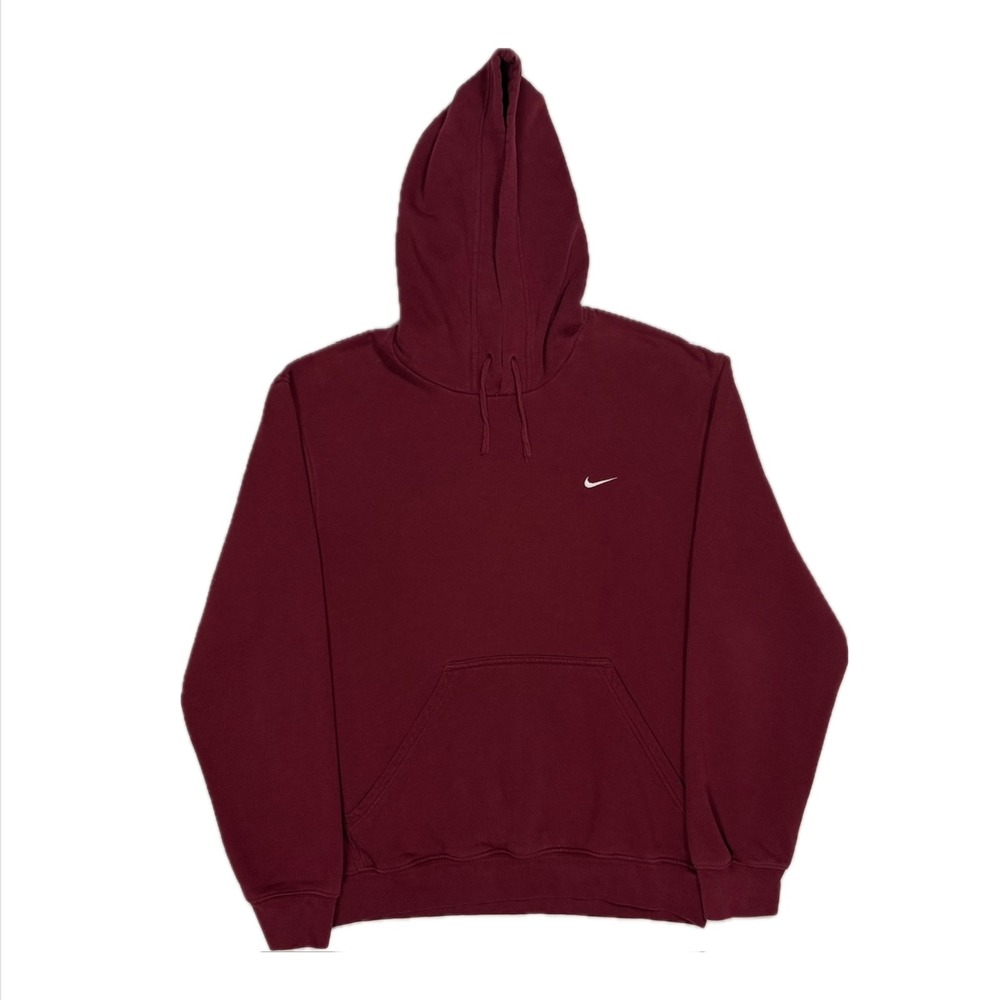 Vintage Y2K Nike maroon red white swoosh logo hoodie sweatshirt mens medium